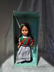 Vintage Nationality Doll – Norveç Kıyafetli, Uyuyan Gözlü, Kutulu (18 cm)