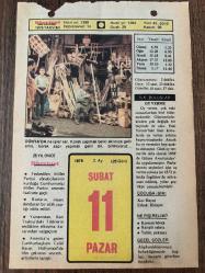 11 ŞUBAT 1979 - TAKVİM YAPRAĞI - DOĞUM GÜNÜ HEDİYESİ - HÜRRİYET TAKVİMİ -  ÖLÜM TANRISI ROMANI - Kore kahramanlarından General Tahsin Yazıcı' nın ölümü (1970) - Gazeteci Feridun Osman Menteşeoğlu'nun ölümü (1958) - Şeyh Sait İsyanı'nın başlaması (1925)