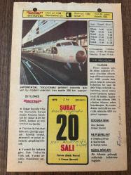 20 ŞUBAT 1979 - TAKVİM YAPRAĞI - DOĞUM GÜNÜ HEDİYESİ - HÜRRİYET TAKVİMİ -  ÖLÜM TANRISI ROMANI - Genç Osman'ın katli (1622) - Boğaziçi Köprüsünün temel atma töreni (1970) - İşçi Sendikalarının kuruluşu (1947)