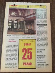 25 ŞUBAT 1979 - TAKVİM YAPRAĞI - DOĞUM GÜNÜ HEDİYESİ - HÜRRİYET TAKVİMİ -  ÖLÜM TANRISI ROMANI - Aktör Raşit Rıza Samoko'nun ölümü (1961) - Çoruh ilimizin Artvin adını alışı (1950)