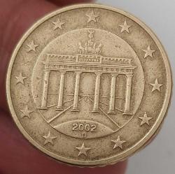 2002-D ALMANYA 50 EURO CENT ORİJİNAL MADENİ PARASI 1ZZZ2U NADİR