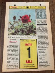 1 MAYIS 1979 - TAKVİM YAPRAĞI - DOĞUM GÜNÜ HEDİYESİ - HÜRRİYET TAKVİMİ -  ÖLÜM TANRISI ROMANI - Dünya Trafik Haftası - Selçuk'ta 