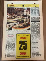25 MAYIS 1979 - TAKVİM YAPRAĞI - DOĞUM GÜNÜ HEDİYESİ - HÜRRİYET TAKVİMİ - ÖLÜM TANRISI ROMANI - Kırklareli Pınarhisar Panayırı - Balıkesir'de Karapürçek panayırı - Havza'da 