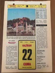 22 HAZİRAN 1979 - TAKVİM YAPRAĞI - DOĞUM GÜNÜ HEDİYESİ - HÜRRİYET TAKVİMİ - PİS BİR İŞ ROMANI - Sakarya'da Sapanca'nın kurtuluş günü - Montreux Konferansı'nın toplanması (1936) - 2. Sultan Ahmet'in tahta çıkışı (1691)