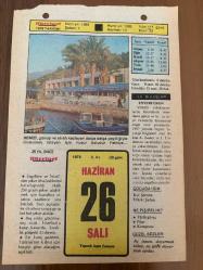 26 HAZİRAN 1979 - TAKVİM YAPRAĞI - DOĞUM GÜNÜ HEDİYESİ - HÜRRİYET TAKVİMİ - PİS BİR İŞ ROMANI - Sinop'ta Topağacı Panayırı - Tokat'ta 