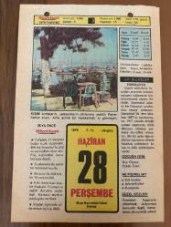 28 HAZİRAN 1979 - TAKVİM YAPRAĞI - DOĞUM GÜNÜ HEDİYESİ - HÜRRİYET TAKVİMİ - PİS BİR İŞ ROMANI - Fethiye'de 