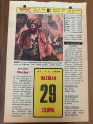 29 HAZİRAN 1979 - TAKVİM YAPRAĞI - DOĞUM GÜNÜ HEDİYESİ - HÜRRİYET TAKVİMİ - PİS BİR İŞ ROMANI - Hatay 'da 