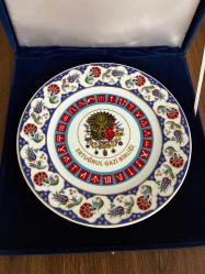 Osmanlı armalı Kütahya porselen tabak