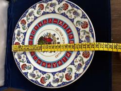Osmanlı armalı Kütahya porselen tabak