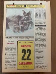 22 AĞUSTOS 1979 - TAKVİM YAPRAĞI - DOĞUM GÜNÜ HEDİYESİ - HÜRRİYET TAKVİMİ - PİS BİR İŞ ROMANI - Şair Orhan Seyfi Orhon'un ölümü (1972) - Barbaros'un Tunus'u fethi (1543)