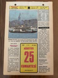 25 AĞUSTOS 1979 - TAKVİM YAPRAĞI - DOĞUM GÜNÜ HEDİYESİ - HÜRRİYET TAKVİMİ - PİS BİR İŞ ROMANI - Trabzon Fuarı - Afyon'da 