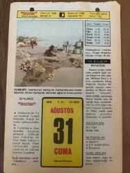 31 AĞUSTOS 1979 - TAKVİM YAPRAĞI - DOĞUM GÜNÜ HEDİYESİ - HÜRRİYET TAKVİMİ - PİS BİR İŞ ROMANI - Uşak'ın Banaz ve Sivaslı ilçelerinin 