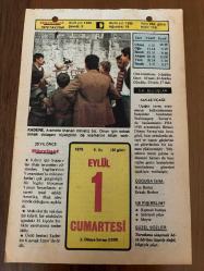 1 EYLÜL 1979 - TAKVİM YAPRAĞI - DOĞUM GÜNÜ HEDİYESİ - HÜRRİYET TAKVİMİ - PİS BİR İŞ ROMANI - Uşak'ın Kütahya'nın Gediz ilçesinin İzmir'in kiraz ve Eskişehir'in Seyitgazi ilçelerinin 