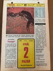 2 EYLÜL 1979 - TAKVİM YAPRAĞI - DOĞUM GÜNÜ HEDİYESİ - HÜRRİYET TAKVİMİ - PİS BİR İŞ ROMANI - Eskişehir'in, Uşak'ın ilçeleri Karahallı ve UluBEYİN 