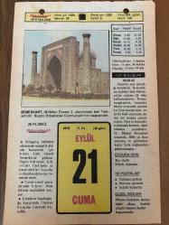 21 EYLÜL 1979 - TAKVİM YAPRAĞI - DOĞUM GÜNÜ HEDİYESİ - HÜRRİYET TAKVİMİ - PİS BİR İŞ ROMANI - Büyük ressam ve şair Bedri Rahmi Eyüpoğlu nun ölümü (1975) - Çanakkale ilçesi Ayvacık'ın 