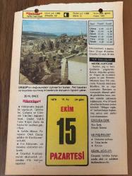 15 EKİM 1979 - TAKVİM YAPRAĞI - DOĞUM GÜNÜ HEDİYESİ - HÜRRİYET TAKVİMİ - HAREM'İN SIRRI ROMANI - Yeni Anayasa'ya göre ilk Meclis ve Senato seçimlerinin yapılması (1961) - Şair Asaf Halet Çelebi'nin ölümü (1958) - Atatürk'ün tarihi 