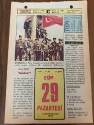 29 EKİM 1979 - TAKVİM YAPRAĞI - DOĞUM GÜNÜ HEDİYESİ - HÜRRİYET TAKVİMİ - HAREM'İN SIRRI ROMANI - Cumhuriyet'in ilanı (1923) - Ankara Şeker Fabrikası'nın açılışı (1967) - 