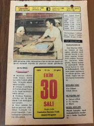 30 EKİM 1979 - TAKVİM YAPRAĞI - DOĞUM GÜNÜ HEDİYESİ - HÜRRİYET TAKVİMİ - HAREM'İN SIRRI ROMANI - Kars'ın 