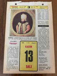 13 KASIM 1979 - TAKVİM YAPRAĞI - DOĞUM GÜNÜ HEDİYESİ - HÜRRİYET TAKVİMİ - HAREM'İN SIRRI ROMANI - Tekirdağ'ın 