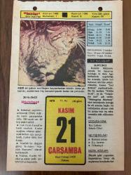 21 KASIM 1979 - TAKVİM YAPRAĞI - DOĞUM GÜNÜ HEDİYESİ - HÜRRİYET TAKVİMİ - HAREM'İN SIRRI ROMANI - Mardin'in 