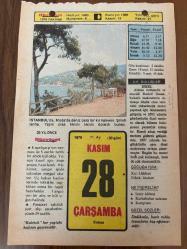 28 KASIM 1979 - TAKVİM YAPRAĞI - DOĞUM GÜNÜ HEDİYESİ - HÜRRİYET TAKVİMİ - HAREM'İN SIRRI ROMANI - Bursa'nın ilçesi İznik'in 