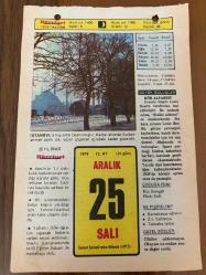 25 ARALIK 1979 - TAKVİM YAPRAĞI - DOĞUM GÜNÜ HEDİYESİ - HÜRRİYET TAKVİMİ - HAREM'İN SIRRI ROMANI - Büyük devlet adamının İsmet İnönü'nün ölümü - Gaziantep'in 