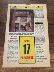 17 OCAK 1980 - TAKVİM YAPRAĞI - DOĞUM GÜNÜ HEDİYESİ - HÜRRİYET TAKVİMİ - HAREM'İN SIRRI ROMANI - Kurtuluş Savaşı, Kahramanlarından emekli Orgeneral Nuri Berköz'ün ölümü (1975) - Edebiyatçı İsmail Habip Sevük'ün ölümü (1954) - Medeni Kanun'un kabulü (1926) - İstanbul'da Karaköy Tüneli'nin açılışı (1875)