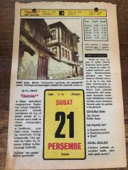 21 ŞUBAT 1980 - TAKVİM YAPRAĞI - DOĞUM GÜNÜ HEDİYESİ - HÜRRİYET TAKVİMİ - VASİYETNAME ADLI ROMAN - Gümüşhane'nin ilçesi Bayburt'un kurtuluşu - 