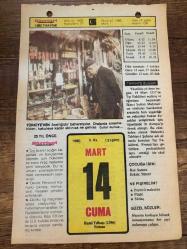 14 MART 1980 - TAKVİM YAPRAĞI - DOĞUM GÜNÜ HEDİYESİ - HÜRRİYET TAKVİMİ - VASİYETNAME ADLI ROMAN - Ressam Hikmet Onat'ın ölümü (1977) - Tarsus'ta 