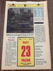 23 MART 1980 - TAKVİM YAPRAĞI - DOĞUM GÜNÜ HEDİYESİ - HÜRRİYET TAKVİMİ - VASİYETNAME ADLI ROMAN - Malazgirt'in kurtuluşu - Tiyatro oyuncusu Şevkiye May'ın ölümü (1973) - Fatih Millet Kütüphanesi'ni kuran Ali Emiri'nin ölümü - Uranus gezegeninin keşfi (1781)