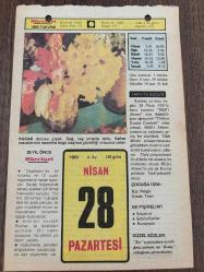 28 NİSAN 1980 - TAKVİM YAPRAĞI - DOĞUM GÜNÜ HEDİYESİ - HÜRRİYET TAKVİMİ - VASİYETNAME ADLI ROMAN - Florence Nightingale Hemşire Koleji'nin açılışı - Hilâlahmer adının 