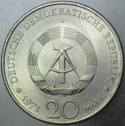 DOĞU ALMANYA 20 MARK 1971 A. ERNST THALMANN. DDR 20 MARK ÇİL.