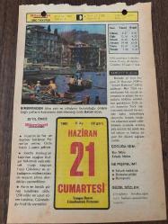 21 HAZİRAN 1980 - TAKVİM YAPRAĞI - DOĞUM GÜNÜ HEDİYESİ - HÜRRİYET TAKVİMİ - DESTAN GİBİ ADLI ROMAN - Fütbolcu Aslan Nihat'ın ölümü (1972) - Soyadı Kanunu'nun kabulü (1934) - Estergon Fatihi Lâla Mehmet Paşa'nın ölümü