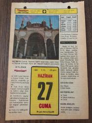 27 HAZİRAN 1980 - TAKVİM YAPRAĞI - DOĞUM GÜNÜ HEDİYESİ - HÜRRİYET TAKVİMİ - DESTAN GİBİ ADLI ROMAN - Sıvas'ta 