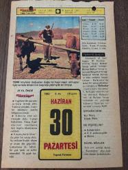 30 HAZİRAN 1980 - TAKVİM YAPRAĞI - DOĞUM GÜNÜ HEDİYESİ - HÜRRİYET TAKVİMİ - DESTAN GİBİ ADLI ROMAN - Bitlis'in Tatvan ilçesinde 