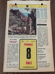 Efemera - 8 TEMMUZ 1980 - TAKVİM YAPRAĞI - DOĞUM GÜNÜ HEDİYESİ - HÜRRİYET TAKVİMİ - DESTAN GİBİ ADLI ROMAN - Hatay'da Reyhanlı'nın kurtuluş günü - Bursa'nın Yunanlılar tarafından işgali (1919) - Erzurum'un Rusların eline geçmesi (1829) - kitantik - kitaLog