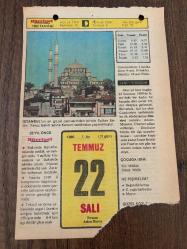 22 TEMMUZ 1980 - TAKVİM YAPRAĞI - DOĞUM GÜNÜ HEDİYESİ - HÜRRİYET TAKVİMİ - DESTAN GİBİ ADLI ROMAN - Adapazarı depremi (1967) - Edirne'nin kurtuluşu (1913)