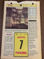 Efemera - 7 AĞUSTOS 1980 - TAKVİM YAPRAĞI - DOĞUM GÜNÜ HEDİYESİ - HÜRRİYET TAKVİMİ - DESTAN GİBİ ADLI ROMAN - Lala Mustafa Paşa'nın ölümü (1580) - kitantik - kitaLog