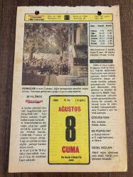 8 AĞUSTOS 1980 - TAKVİM YAPRAĞI - DOĞUM GÜNÜ HEDİYESİ - HÜRRİYET TAKVİMİ - DESTAN GİBİ ADLI ROMAN - Bitlis'in 