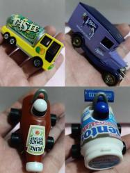Reklam promosyon mini oyuncak araba set.yabancı Limonlu soda kamyon. Milka çikolata klasik model araba. Ketçap şişesi ve mentos sakız kutusu şeklinde Arabalar. Koleksiyon dekor tasarım vintage retro nostalji