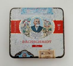 Bachschmidt, 20'lik Sumatra Purosu. Vintage Teneke Tabaka. (9x1,5x8,5 cm.) Almanya.