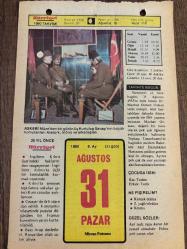 31 AĞUSTOS 1980 - TAKVİM YAPRAĞI - DOĞUM GÜNÜ HEDİYESİ - HÜRRİYET TAKVİMİ - DESTAN GİBİ ADLI ROMAN - Uşak'ın Banaz ve Sivaslı ilçelerinin 