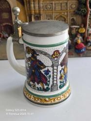 Original BMF Soğuk Damgalı Taş Opalin Zinn Kapaklı Tankard 16 cm