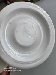 Batı Almanya yoğun görsel temalı BMF den kalaylı kapaklı kapak ve altında damgalı porselen tankart 20 boy 11en cm