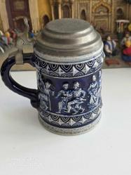 Almanya Stein Kalay Kapaklı Kobalt mavisi MR Orijinal damgalı Dansçılar görsel Kabartmalı Porselen Tankart