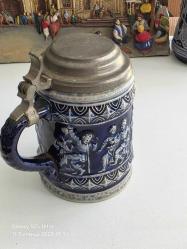 Almanya Stein Kalay Kapaklı Kobalt mavisi MR Orijinal damgalı Dansçılar görsel Kabartmalı Porselen Tankart