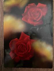 Kırmızı gül Sevgi Temalı Rumca Yazılı Yunanistan Kartpostal 15 x10 ebatında