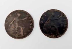 İngiltere, 1 Penny 1917 ve 1921 Tarihli 2 Adet. (T- ÇT)