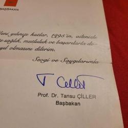 TC BAŞBAKANLIK TANSU ÇİLLER KUTLAMA KARTI