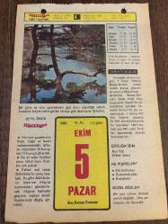 5 EKİM 1980 - TAKVİM YAPRAĞI - DOĞUM GÜNÜ HEDİYESİ - HÜRRİYET TAKVİMİ - DESTAN GİBİ ADLI ROMAN - Atatürk'ün Muhafız Alayı Kumandanı İsmail Hakkı Tekçe'nin ölümü (1975) - Kayseri Uçak Fabrikası'nın açılışı (1926) - İstanbul, Üsküdar ilçesinin 